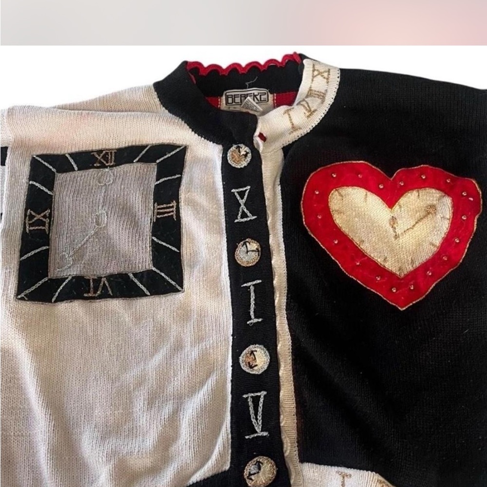 Berek Black and White Blazer with Red Heart Accent